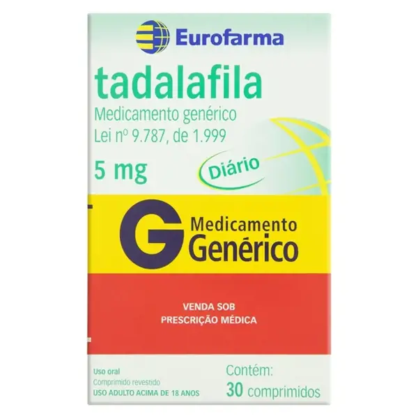 Tadalafila 5Mg 30Cpr Rev - Eurofarma Generico - 7891317127725