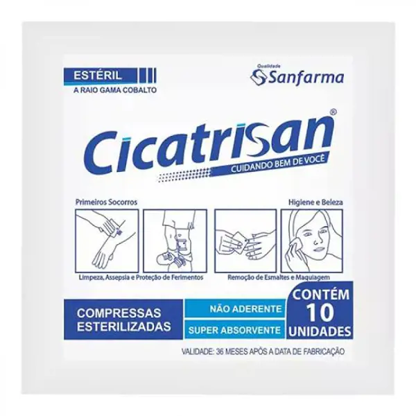 Compressa Nao Aderente Esteril 10Und Cicatrisan - Sanfarma