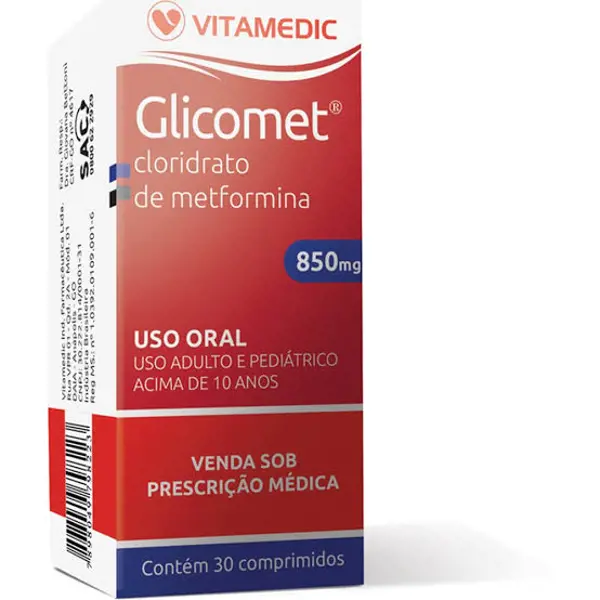 Glicomet 850Mg 30Cpr - Vitamedic - 7898049798223