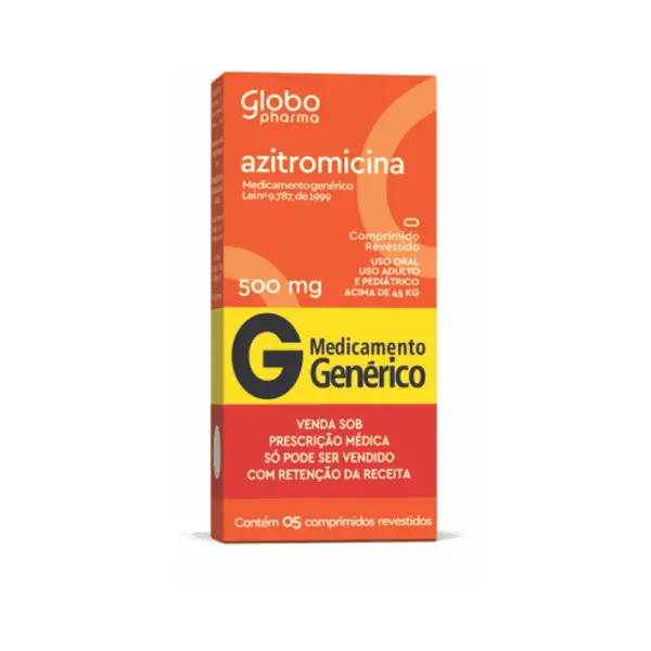 Azitromicina 500Mg 5Cpr Rev (Ac) - Globo - 7898060132518