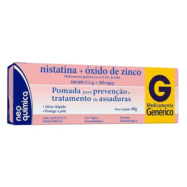 Nistatina+Oxido De Zinco 100.000Ui+200Mg/G Pom Derm 60G - Neo Quimica - 7896714224688