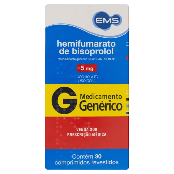 Bisoprolol 5Mg 30Cpr Rev - Ems Generico - 7896004739588