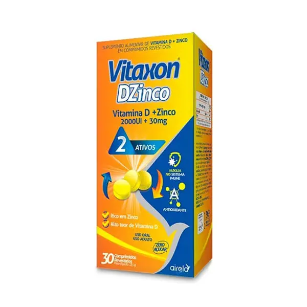 Vitaxon D Zinco 2000Ui+30Mg 30Cpr - Airela - 7894164006694