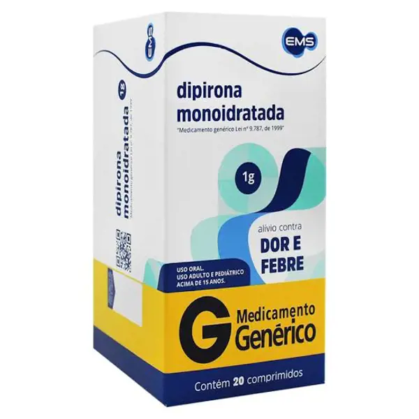 Dipirona Monoidratada 1G 20Cpr - Ems Generico - 7896004782553