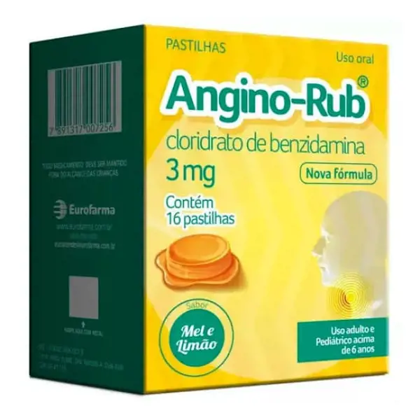 Angino Rub Mel E Limao 3Mg 16Past - Eurofarma Otc - 7891317007256