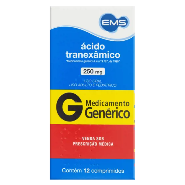 Acido Tranexamico 250Mg 12Cpr - Ems Generico - 7896004723020