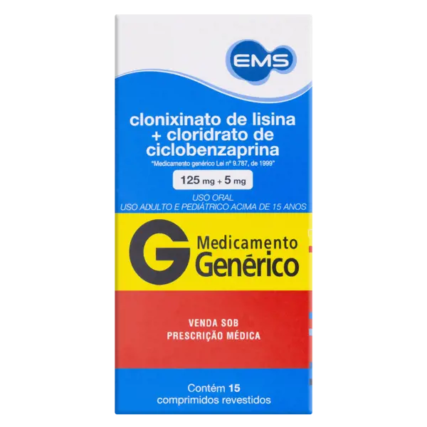 Lisina+Ciclobenzaprina 125+5Mg 15Cpr Rev - Ems Generico - 7896004756875