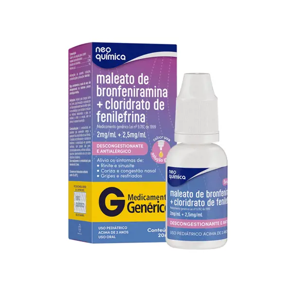 Bronfeniramina+Fenilefrina 2+2,5Mg/Ml Gts 20Ml - Neo Quimica - 7896714293370