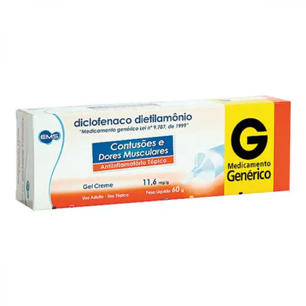 Diclofenaco Dietilamonio 11,6Mg/G Gel 60G - Ems Generico - 7896004705057