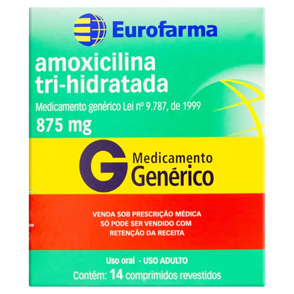 Amoxicilina 875Mg 14Cpr (Ac) - Eurofarma Generico - 7891317008406