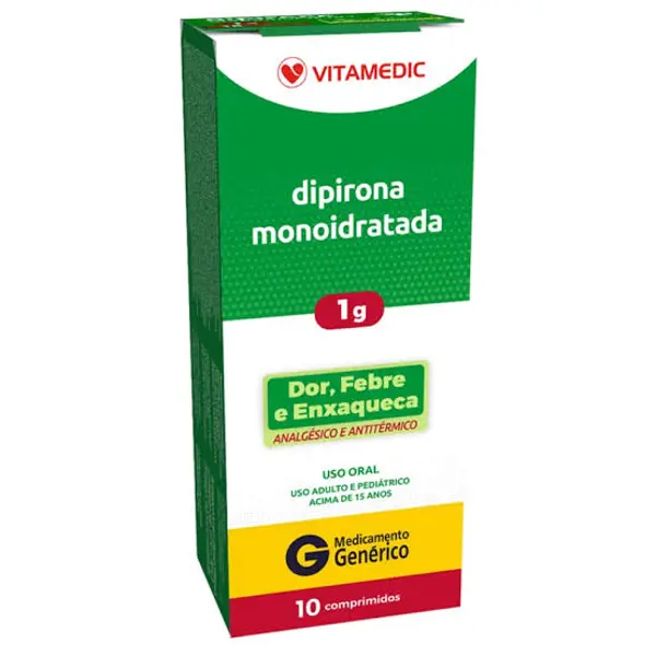 Dipirona Monoidratada 1G 10Cpr - Vitamedic - 7898049797615