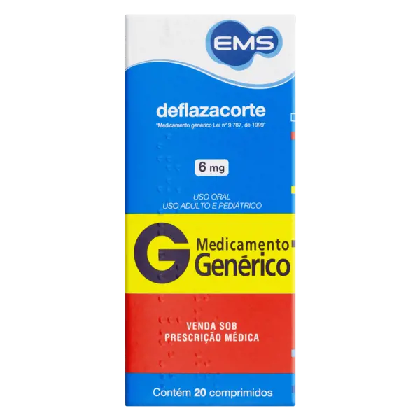 Deflazacorte 6Mg 20Cpr - Ems Generico - 7896004709307