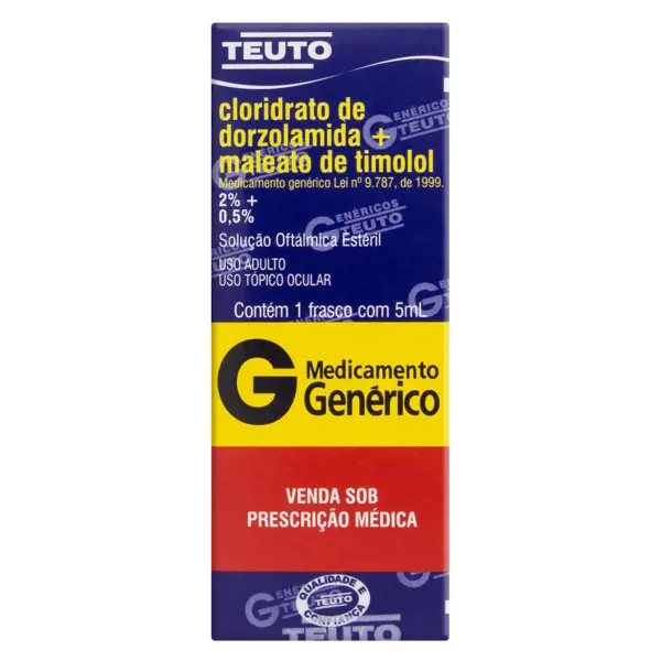 Colirio Dorzolamida+Timolol Sol Oft 5Ml - Teuto - 7896112129653