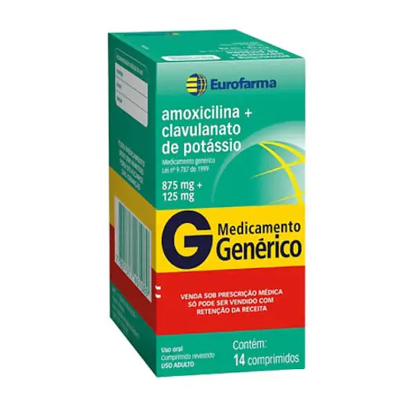 Amox+Clav 875+125Mg 14Cpr Rev (Ac) - Eurofarma Generico