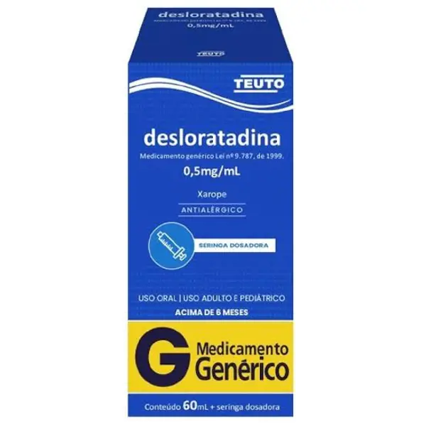 Desloratadina 0,5Mg/Ml Xpe 60Ml+Seringa Dosador - Teuto - 7896112168331