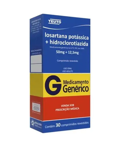 Losartana+Hidroclorotiazida 50+12,5Mg 30Cpr Rev - Teuto - 7896112135883