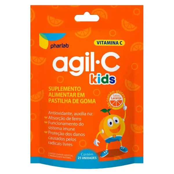 Agil-C Kids Laranja 30Mg Env 25Past Gomas - Pharlab - 7898216363834