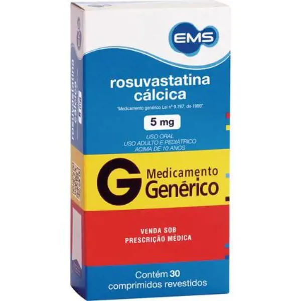 Rosuvastatina 5Mg 30Cpr Rev - Ems Generico - 7896004743745