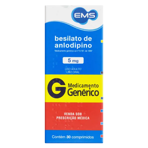 Anlodipino 5Mg 30Cpr - Ems Generico - 7896004703305