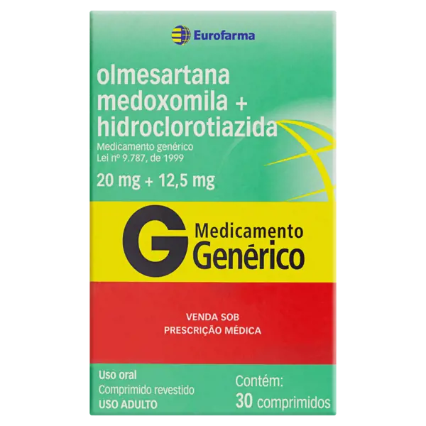 Olmesartana Medox.+Hidroclorotiazida 20+12,5Mg 30Cpr Rev - Eurofarma Generico - 7891317123956