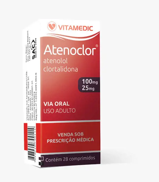 Atenolol+Clortalidona 100+25Mg 30Cpr - Vitamedic - 7898049799442