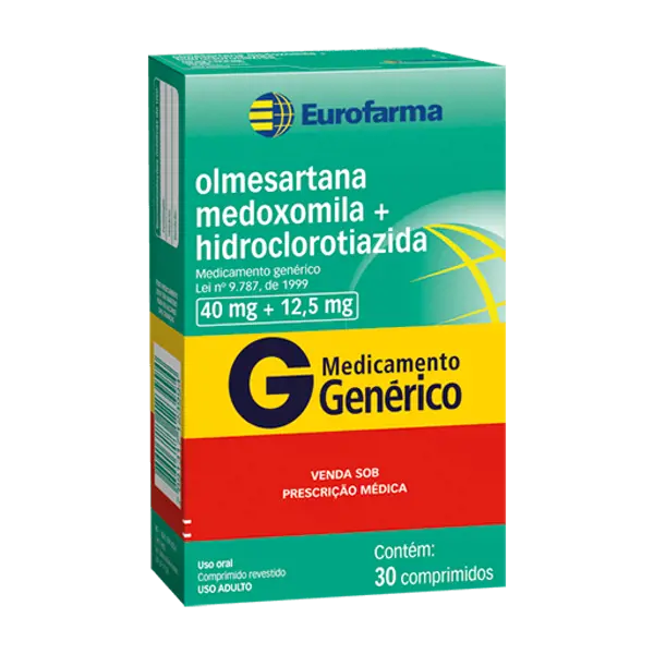 Olmesartana Medox.+Hidroclorotiazida 40+12,5Mg 30Cpr Rev - Eurofarma Generico