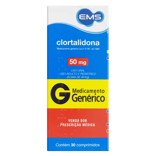 Clortalidona 50Mg 30Cpr - Ems Generico - 7896004705583