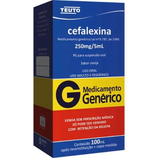 Cefalexina 250Mg/5Ml Susp 100Ml+Copo (Ac) - Teuto - 7896112128861