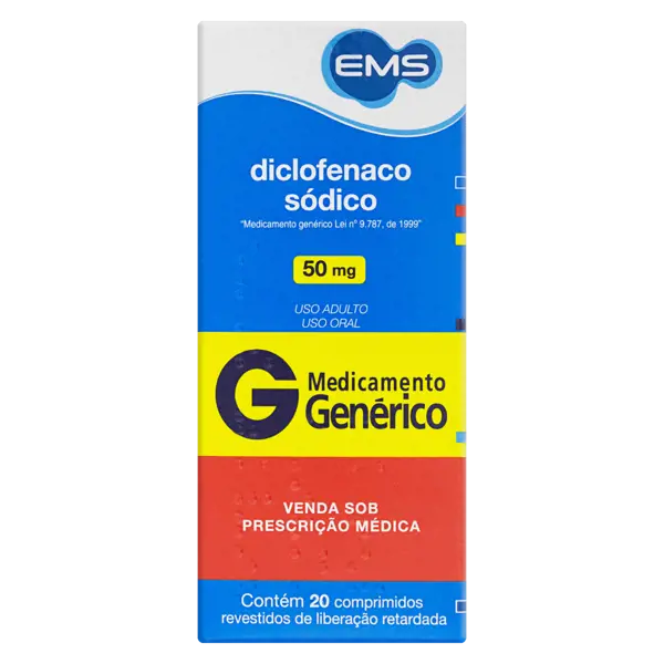 Diclofenaco Sodico 50Mg 20Cpr Rev Lib Retard - Ems Generico - 7896004742007