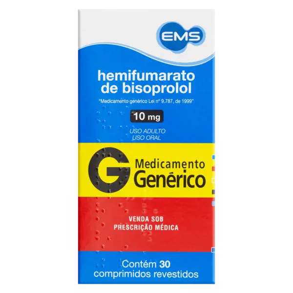 Bisoprolol 10Mg 30Cpr Rev - Ems Generico - 7896004739595