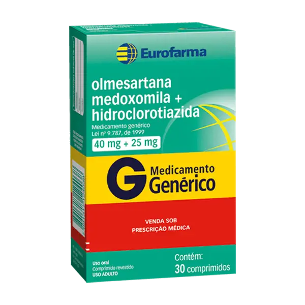 Olmesartana Medox.+Hidroclorotiazida 40+25Mg 30Cpr Rev - Eurofarma Generico - 7891317124038