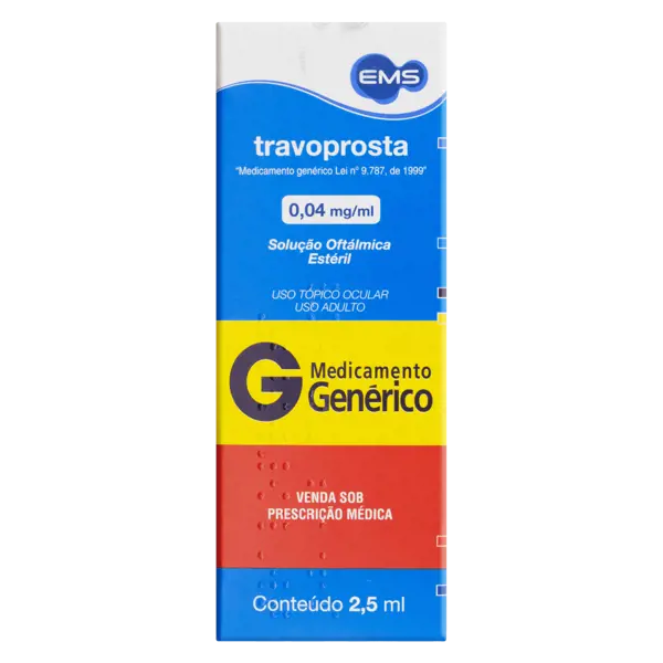 Colirio Travoprosta 0,04Mg/Ml Sol Oft 2,5Ml - Ems Generico - 7896004728261