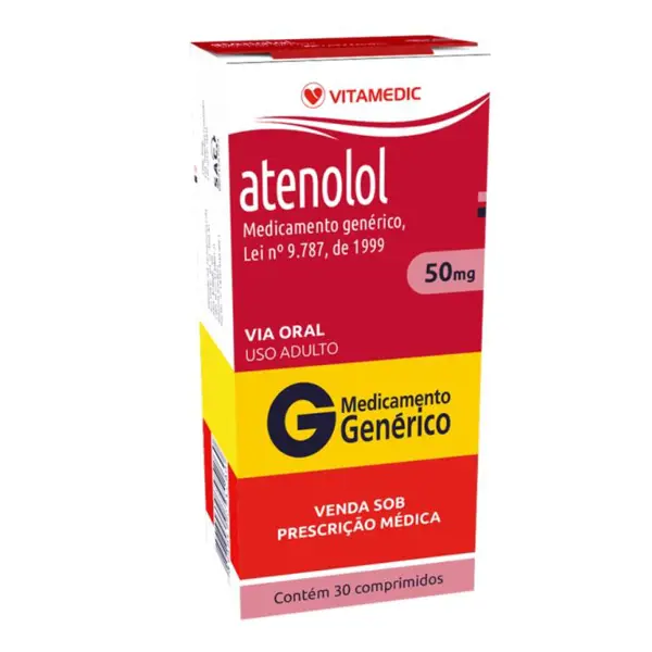 Atenolol 50Mg 30Cpr - Vitamedic - 7898700412260