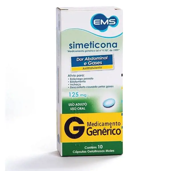 Simeticona 125Mg 10Caps Gel - Ems Generico - 7896004708652