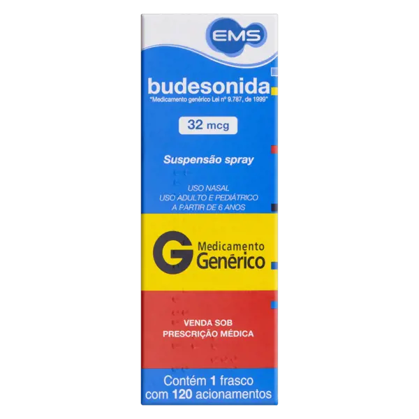 Budesonida 32Mcg Susp Spray Nasal Fr 120Acion - Ems Generico - 7896004758268