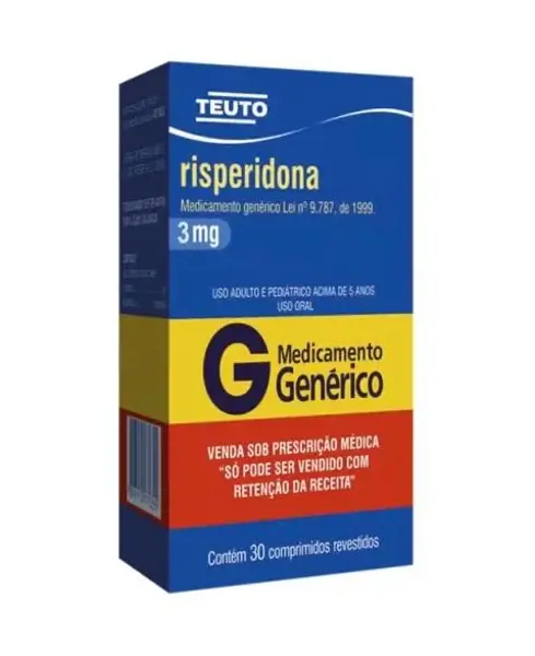 Risperidona 3Mg 30Cpr Rev (C1) - Teuto - 7896112171478