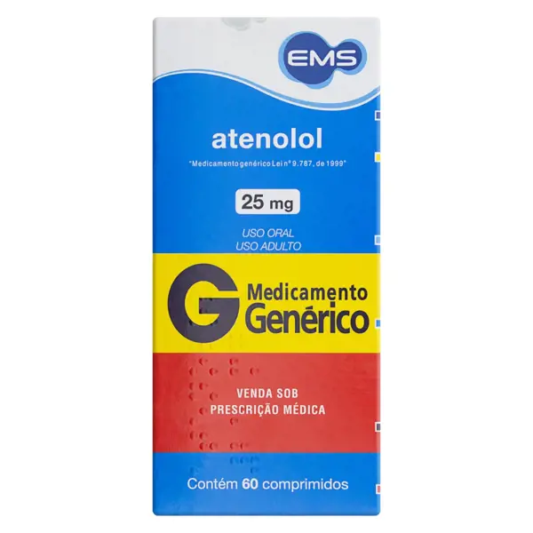 Atenolol 25Mg 60Cpr - Ems Generico - 7896004705880