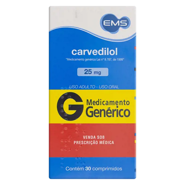 Carvedilol 25Mg 30Cpr - Ems Generico - 7896004731322