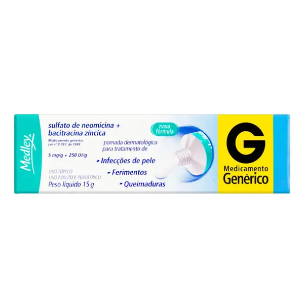 Neomicina+Bacitracina 5Mg+250Ui/G Pom Derm 15G (Ac) - Sanofi Medley Gen (Mg) - 7896422504454