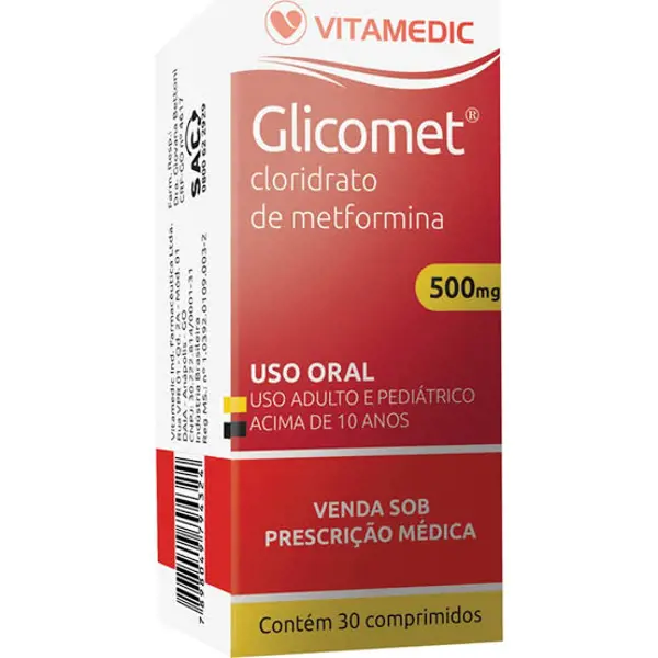 Glicomet 500Mg 30Cpr - Vitamedic - 7898049794324