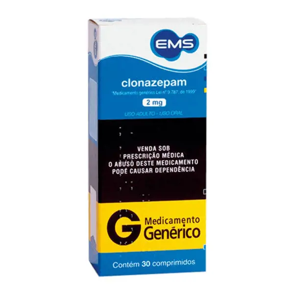 Clonazepam 2Mg 30Cpr (B1) - Ems Generico - 7896004721828