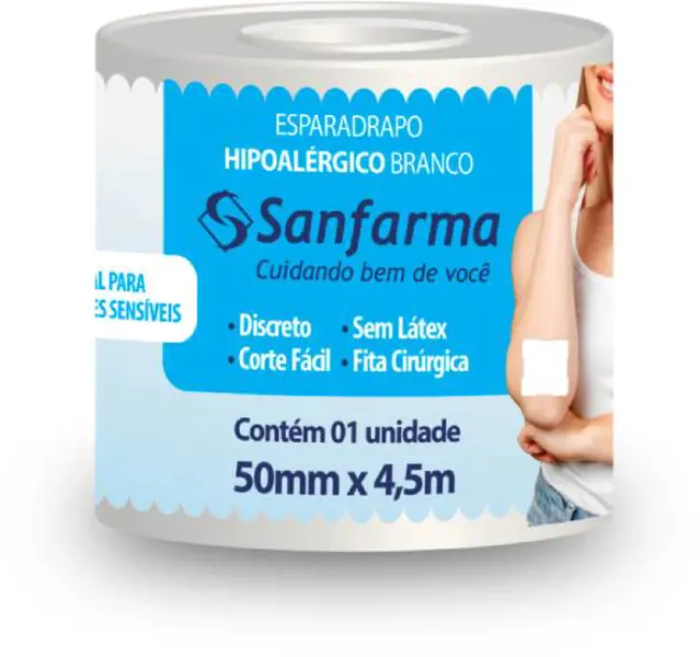 (F/H) Esparadrapo Impermeavel 5,0Cmx4,5M S/Latex - Sanfarma - 7898108640371