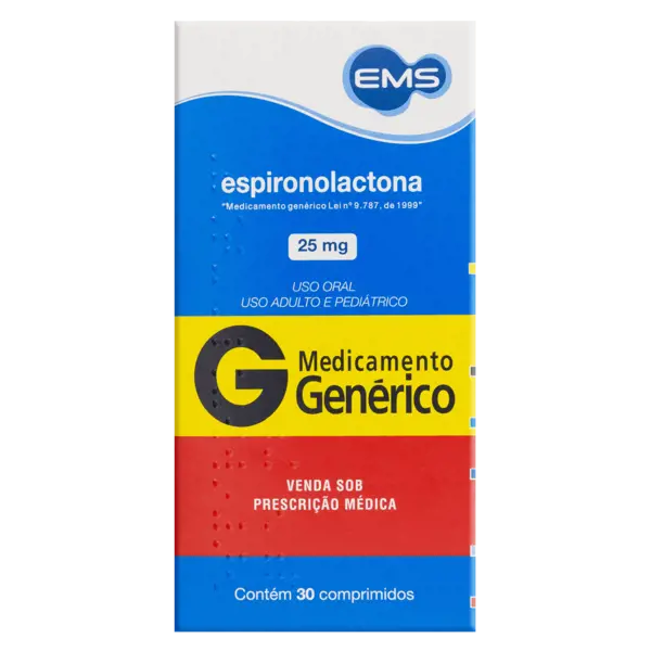 Espironolactona 25Mg 30Cpr - Ems Generico - 7896004708942