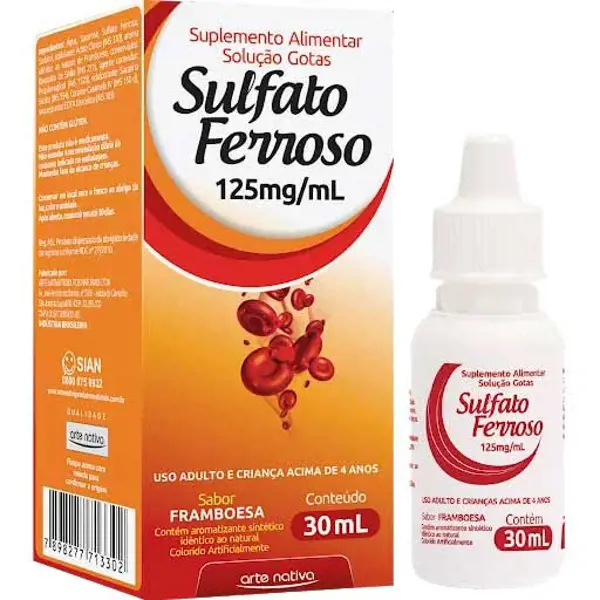 Sulfato Ferroso 125Mg/Ml Gts 30Ml - Arte Nativa - 7898277713302