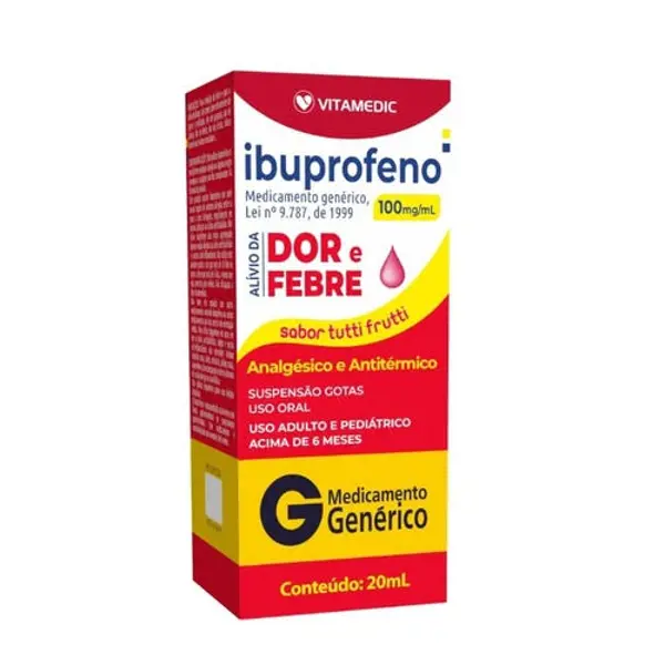 Ibuprofeno 100Mg/Ml Susp Gts 20Ml - Vitamedic - 7898049794171