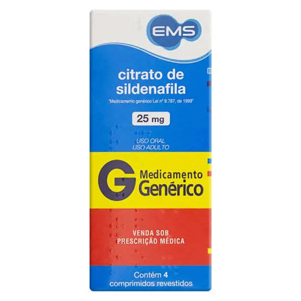 Sildenafila 25Mg 4Cpr Rev - Ems Generico - 7896004730080