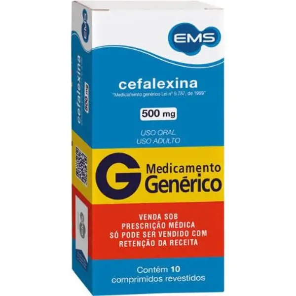 Cefalexina 500Mg 10Cpr (Ac) - Ems Generico - 7896004704692