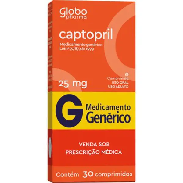 Captopril 25Mg 30Cpr - Globo - 7899620910133