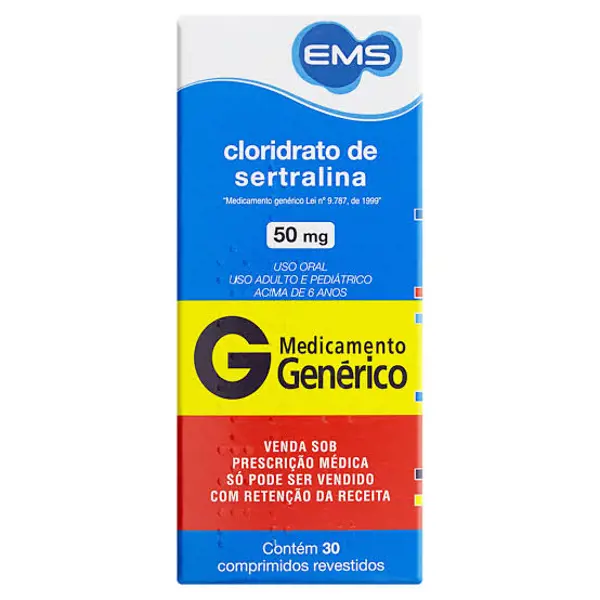 Sertralina 50Mg 30Cpr Rev (C1) - Ems Generico - 7896004759845