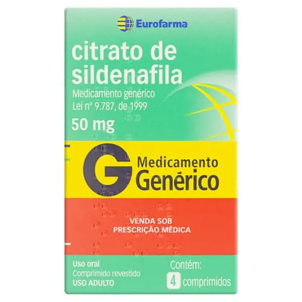 Sildenafila 50Mg 4Cpr Rev - Eurofarma Generico - 7891317477592